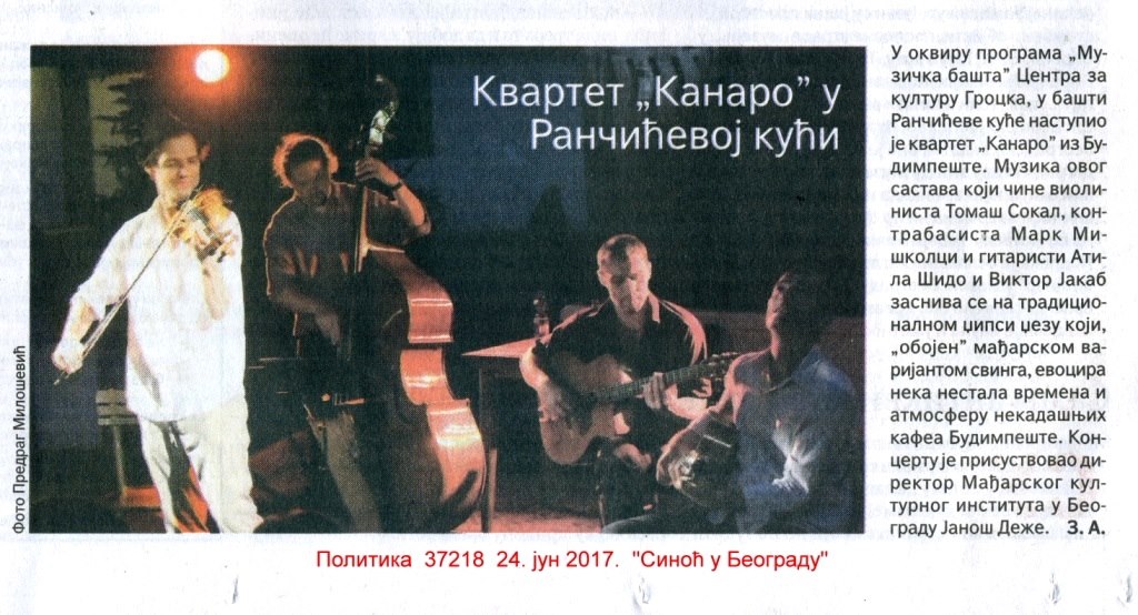 Квартет ,,Kanaro'' у Ранчићевој кући